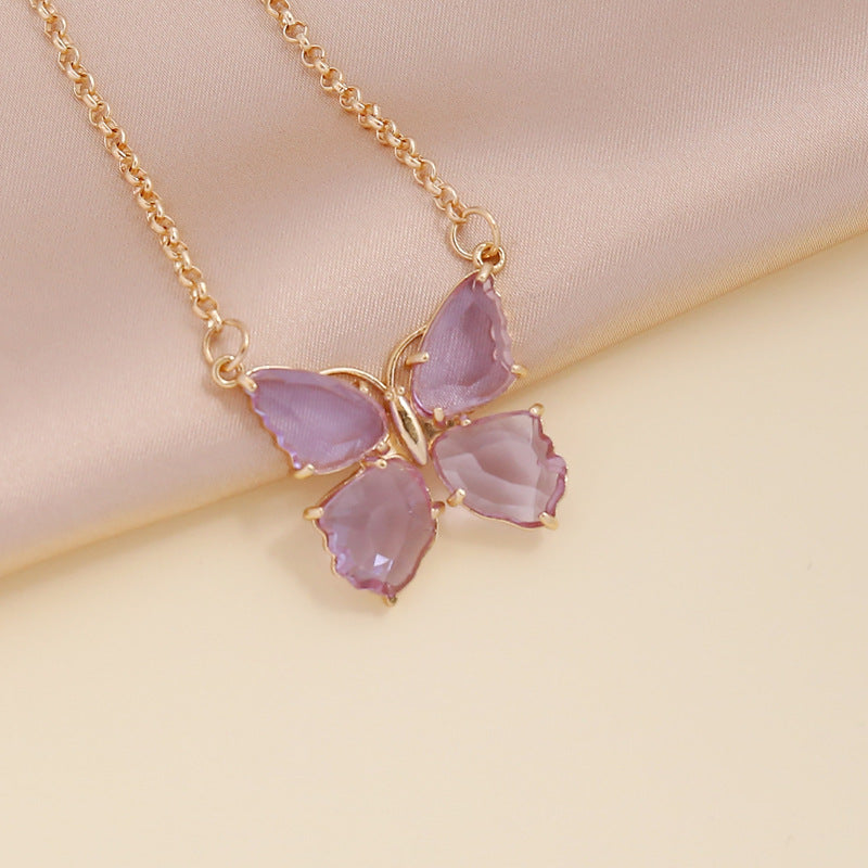 Wholesale Multicolor Zircon Butterfly Necklace